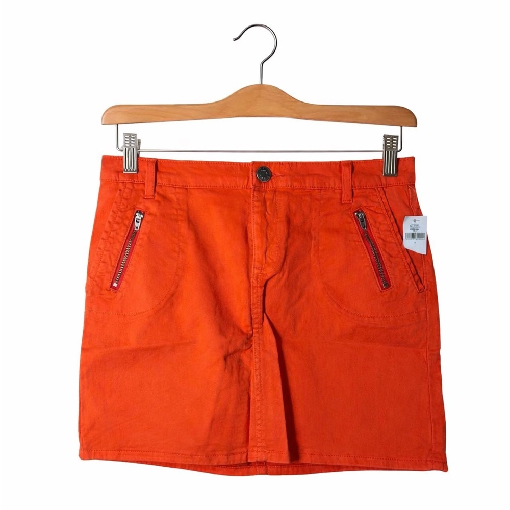 Bright Orange Mini Skirt NWT Size 4 Zip Pocket Casual Summer Basic